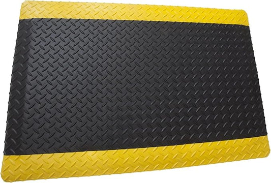 Rhino Mats, American Classic Diamond Anti-Fatigue Mats, Industrial Ergonomic Comfort Standing Mat for Work, Home, Garage, Office, Kitchen or Anywhere (Black/Yellow 9/16" Thick, 2 FT. x 4 FT.)