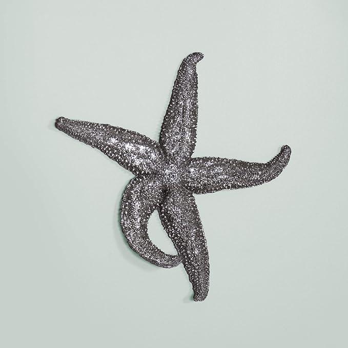 Howard Elliott Decorative Deep Starfish Figurine Hanging Wall Art for Home & Garden Decor, Silver Leaf Finish Abstract Decorative Sea Animal Figure for Tabletop & Wall Decoration 16 x 15 Inch, Medium
