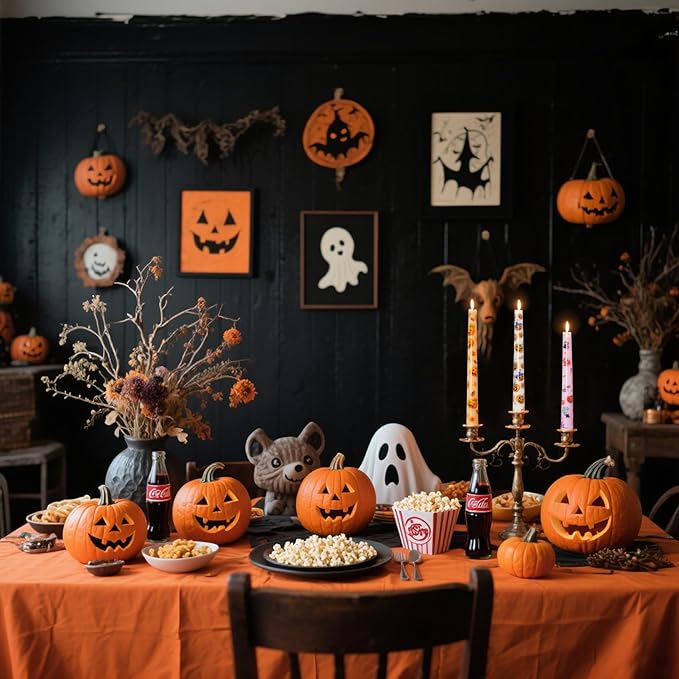 Halloween Taper Candles 10 Inch Ghost Pumpkin Long Tapered Candlesticks Candles for Halloween Party Porch Front Yard Home Decor