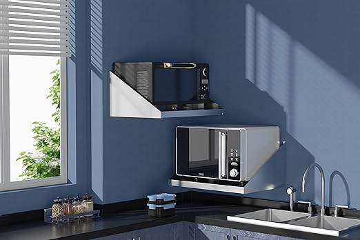 Stainless Steel Microwave Shelf, 24"x24" 220 lb Metal Appliance Wall Mount Shelf for Commercial Restaurant, Kitchen, Garage and Utility Room