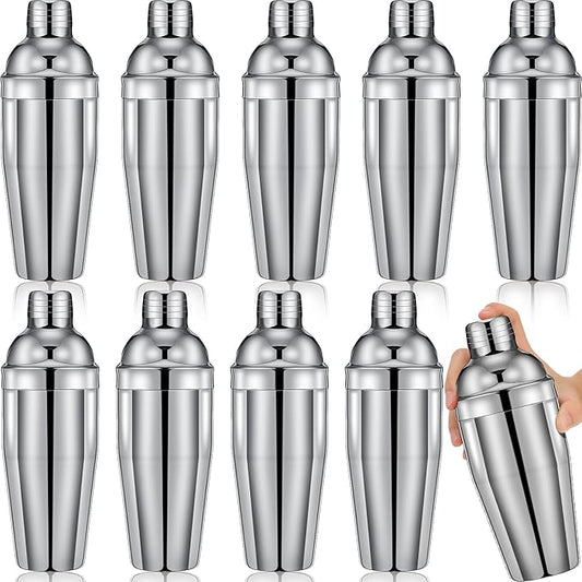 Nitial 9 Pcs Bar Cocktail Shaker Professional Stainless Steel Martini Drink Mixer with Built-in Strainer for Bartending No Leaks Boston Shaker for Bar Party Drink Mixing Tool (25 oz)