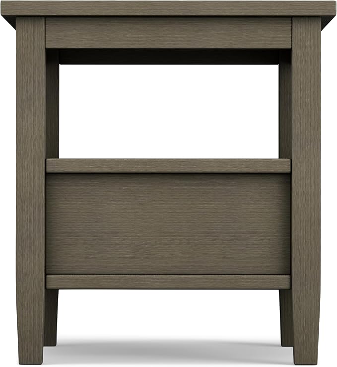 SIMPLIHOME Warm Shaker SOLID WOOD 20 inch Wide Rectangle Transitional End Side Table in Farmhouse Grey for the Living Room and Bedroom