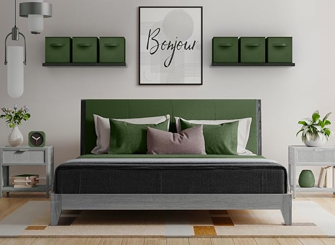 Sorbus 13 Inch Storage Bins - Sturdy Collapsible Fabric Storage Cubes with Handle - 6 Foldable Baskets for Organizing Clothes, Toys, Books - Storage Baskets for Shelves, Kids Room, Closets