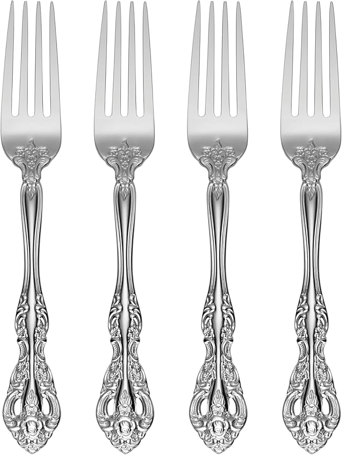 Oneida Michelangelo Fine Flatware Dinner Fork, Set of 4 , 18/10 Stainless Steel, Silverware Set, Dishwasher Safe