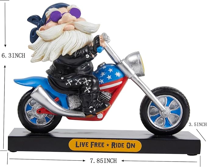 7.5'' Resin Motorcycle Rider Sculpture for Men Dad Husband Grandpa Retro Cool Inspirational Motorcycle Rider Figurine JS0375A