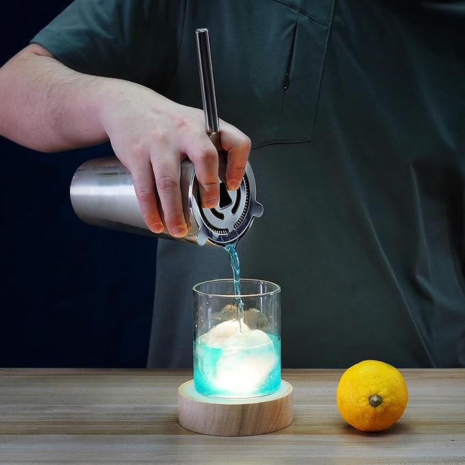 Cocktail Shaker, 4-Piece Pro Stainless Steel Bar Set, Mixed Drink Shaker, Cocktail Tin for Bartending