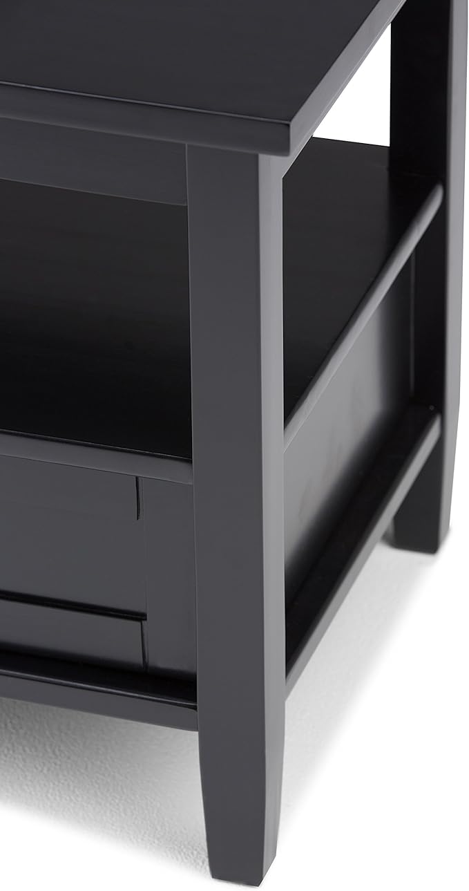 SIMPLIHOME Warm Shaker SOLID WOOD 20 inch Wide Rectangle Transitional End Side Table in Black for the Living Room and Bedroom