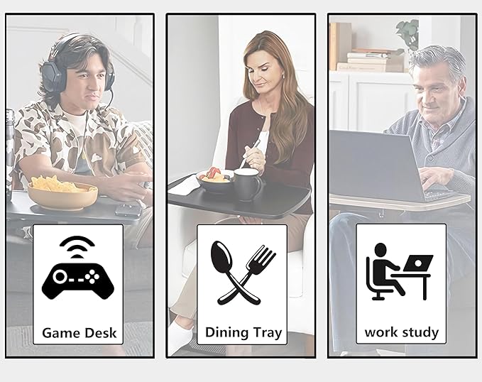 (White 360° Sofa Rotating Table) Auxiliary Standing Tray 360 Degree and Height Adjustable Rotating TV and Laptop Table, Ergonomic Auxiliary Safety Standing Handle