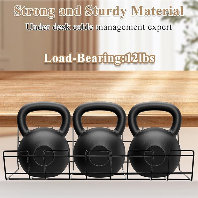 STARVAST 3 Pack Under Desk Cable Management Tray, Metal Wire Cable Management Tray Cord Organizer, Sturdy Wire Management Under Desk Shelf for Office, Studio and Home