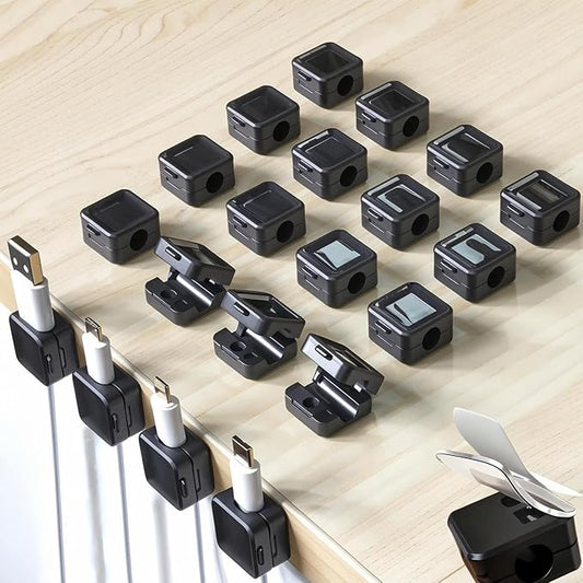 Viemwoi 20 Pack Cord Organizer, Adhesive Charger Cable Clips, Wire Holder Keeper Organizer, Charging USB Cable Management for Home Office Desk Phone Car Wall Desktop Nightstand (Black)
