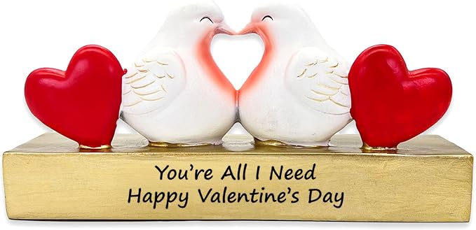 Love Birds Figurine Resin Art Decorative Statue for Home Decor, Valentine's Day Gift for Wife Girlfriend Husband - Romantic Valentine's Day Gift for Your Spouse - 2 Birds Love Decor