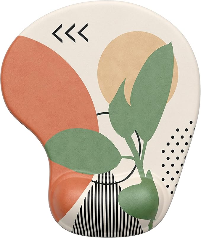 Hsurbtra Ergonomic Mouse Pad with Wrist Rest Support, Gel Mouse Pads with Non-Slip PU Base, Pain Relief Memory Foam Computer Mat, Cute Office Supplies Desk Decro Accessories, Green