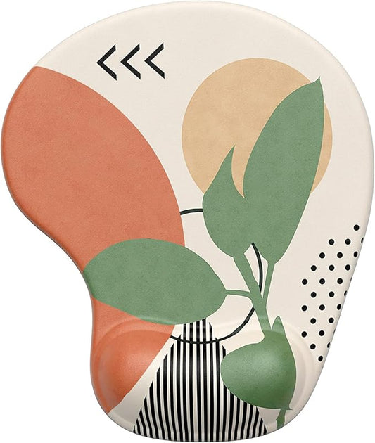 Hsurbtra Ergonomic Mouse Pad with Wrist Rest Support, Gel Mouse Pads with Non-Slip PU Base, Pain Relief Memory Foam Computer Mat, Cute Office Supplies Desk Decro Accessories, Green