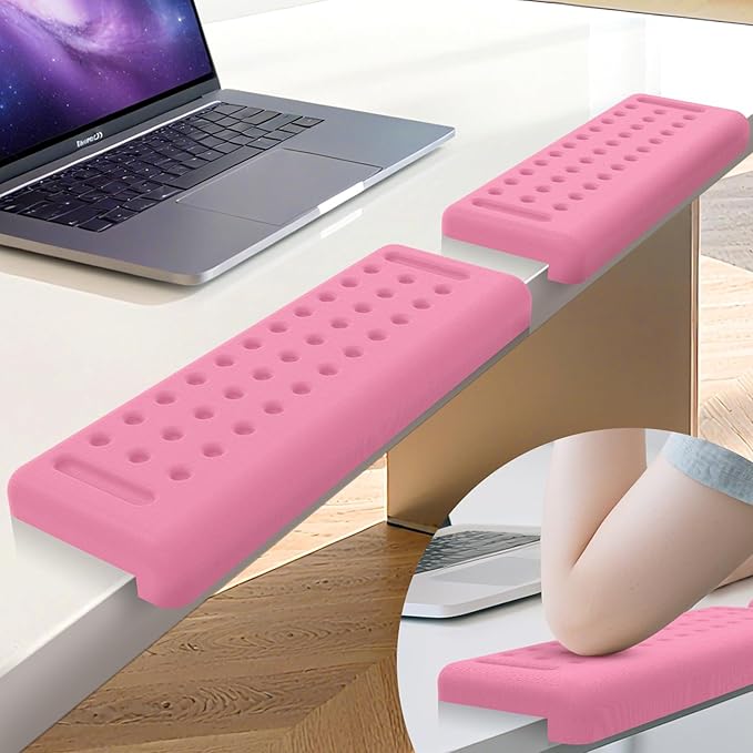 L-Shaped Desk Edge Cushion, 2 PCS Elbow Rest for Desk with Ergonomic Support, Memory Foam Elbow Pad & Arm Rest for Palm, Wrist & Forearm, Non-Slip & Separate Design, Office & Home, Pink