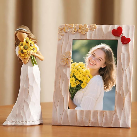 Encouragement Gifts for Women Friends Daughter Kids Inspirational Support Sunflower Gifts for Women Birthday 6.7" Resin Sculpted Hand-Painted Figurines Home Decor(Frame for Free)