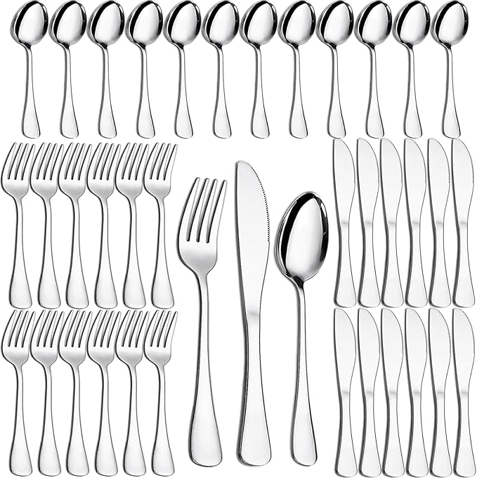 36 Piece Fork Spoon Knife Set, Food-Grade Stainless Steel Silverware Set for 12(Includes 12 Knives, 12 Forks, 12 Spoons),Mirror Polished And Dishwasher Safe