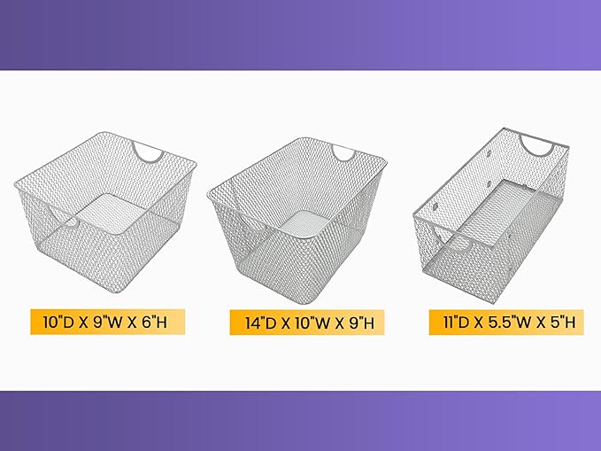 YBM Home Wire Mesh Storage Basket Organizer for CD and DVDs - 12 Pack