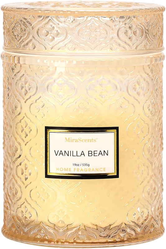 Vanilla Scented Candles, 19oz Aromatherapy Candles Gifts for Women, White Luxury Large Decorative Candles in Glass, Natural Soy Wax for Home