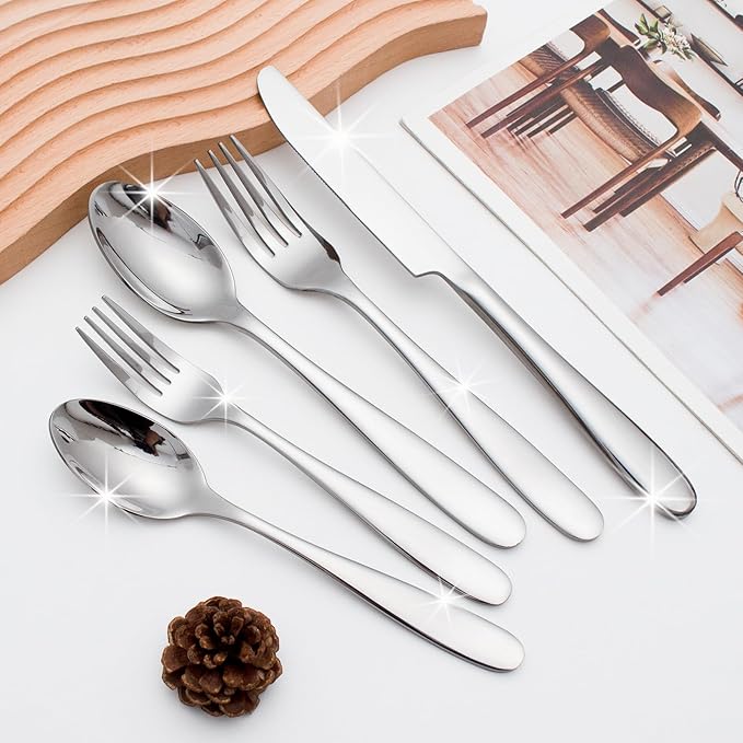 Silverware Set for 8, CITESANA 40-Piece Heavy Duty Mirror Polished Stainless Steel Flatware Set Cutlery Set Flatware Service for Home Kitchen
