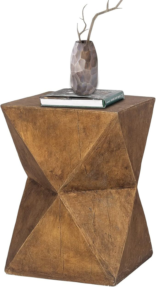 Adeco Concrete Stool Accent Table Patio Side Table End Table Decorative Garden Stool Nightstands Plant Stand Coffee Table for Indoor Outdoor Use