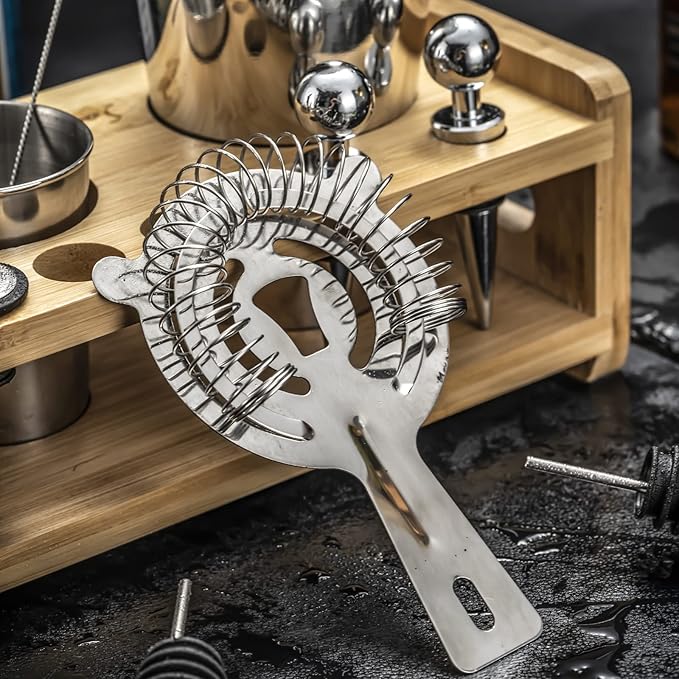 SOING Mixology 24-Piece Bartender Kit,Perfect Home Cocktail Shaker Set for Drink Mixing,Stainless Steel Bar Tools with Stand,Velvet Carry Bag & Recipes Cards Included