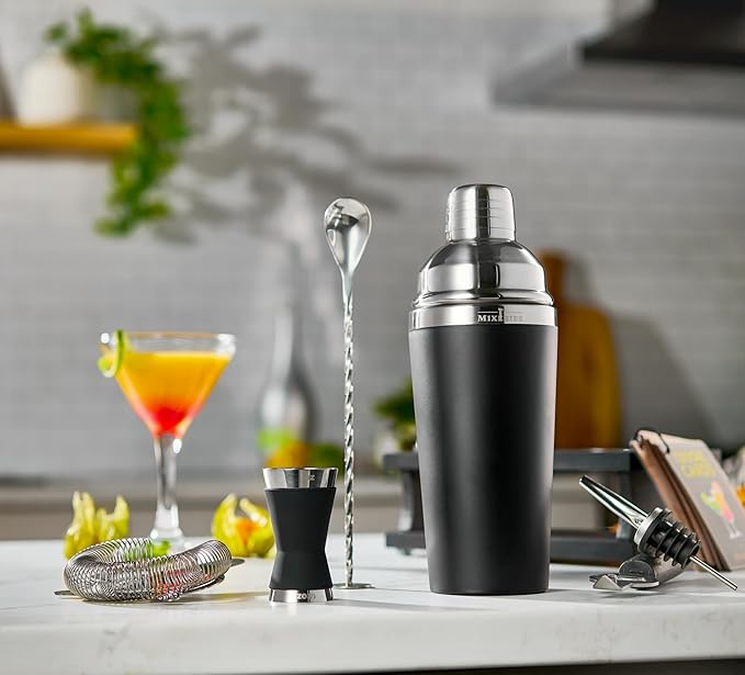 Excellent Grip Mixology Bartender Kit - Drink Mixer Set with All Essential Bar Accessories - Premium Bar Tool Set for The Ultimate Home Bar Experience, Housewarming Gifts New Home (Black)