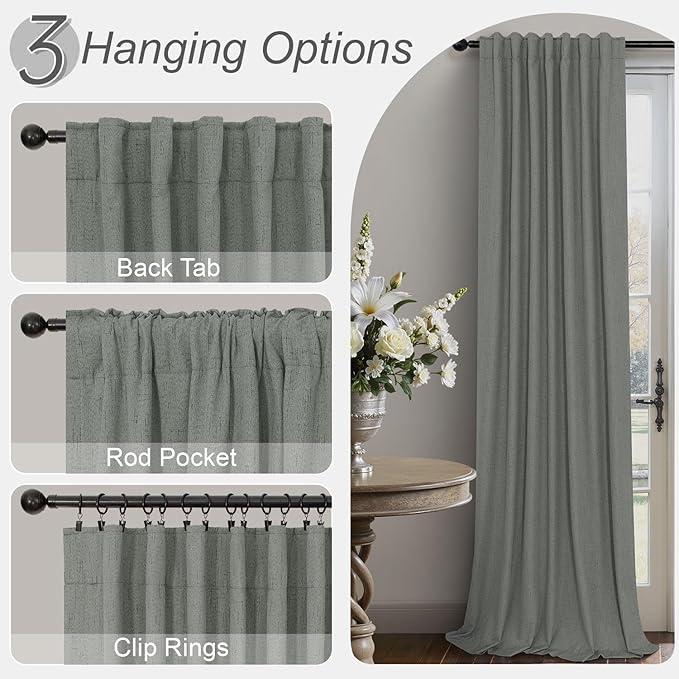 Linen Textured Black Out Blinds for Window 45 Inch Length 2 Panel Modern Farmhouse Kitchen Curtain Small Blackout Short Half Curtain for Nursery Bedroom Winter Thermal Blocking Charcoal Dark Grey Gray