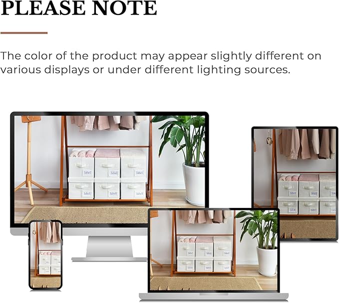 GRANNY SAYS Closet Organizer Bins with Label Holder, Fabric Storage Baskets, Foldable Storage Bins for Living Room, Decorative Storage Containers Organizing, Pearl White, 3-Pack