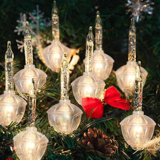 SUNSGNE Bubble Christmas Lights - 8.8Ft Vintage Christmas Lights with 10 Silver Glitter Bubble(1 Spare) for Holiday Christmas Lighting - Green Wire