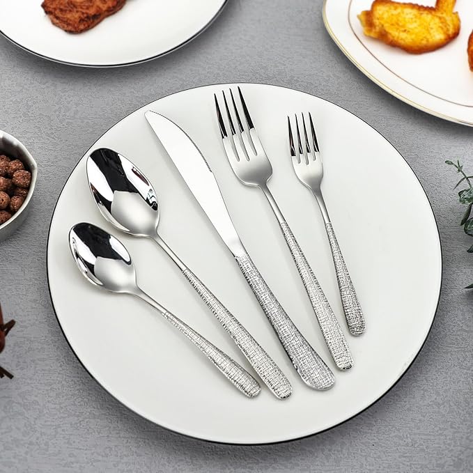 20-Piece Silverware Set Stainless Steel Flatware Set for 4 kitchen Utensils Cutlery Set Includes Knives Forks Spoons For Kitchen Home Hotel