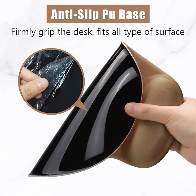Hsurbtra Ergonomic Mouse Pad with Wrist Rest Support, Gel Mouse Pads with Non-Slip PU Base, Pain Relief Memory Foam Computer Mat, Cute Office Supplies Desk Decro Accessories, Leather Brown