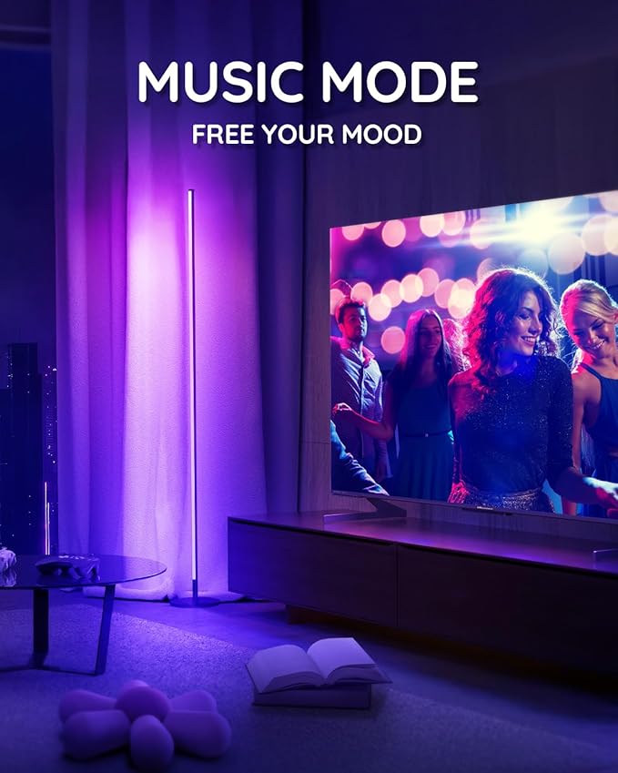unionlux Corner Floor Lamp 2 Pack with APP/Remote, RGB Corner Light with IC Chasing Lights, Modern Floor Lamp for Gaming Living Room Bed Room