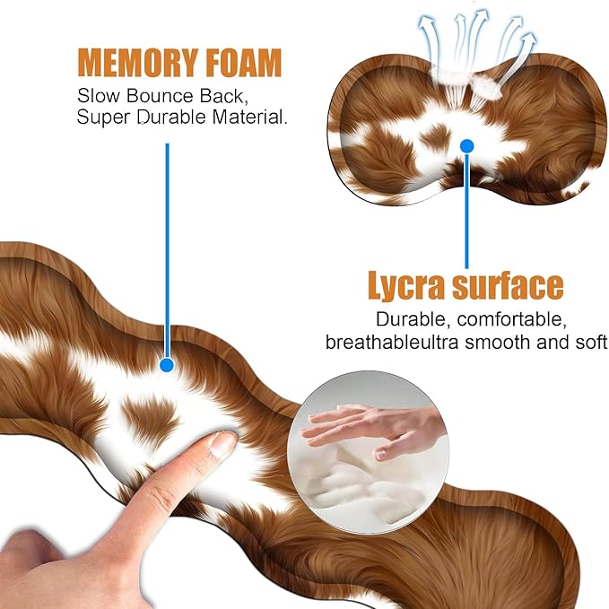 4 in 1 Ergonomic Keyboard Wrist Rest & Mouse Pad Wrist Rest Set, Large XXL Gaming Desk Mat 31.5"x 11.8" with Non-Slip Base, Memory Foam for Home Office Study Gaming, Brown Cow Print