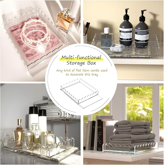 Acrylic Tray with Slide-Out Drawer, 10"×12" Decorative Acrylic Tray Organizer for Art Display, Customized Picture Frames for Needlepoint, Fabric or Photos, Large Clear Drawers