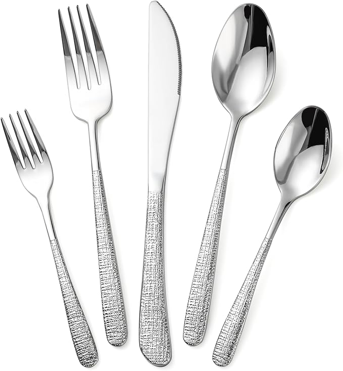 20-Piece Silverware Set Stainless Steel Flatware Set for 4 kitchen Utensils Cutlery Set Includes Knives Forks Spoons For Kitchen Home Hotel