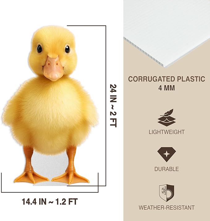 Duckling Life Size Standee - 2FT Freestanding Coroplast Cutouts | Farm Animal Standup Photo Booths, Birthday & Halloween Decorations