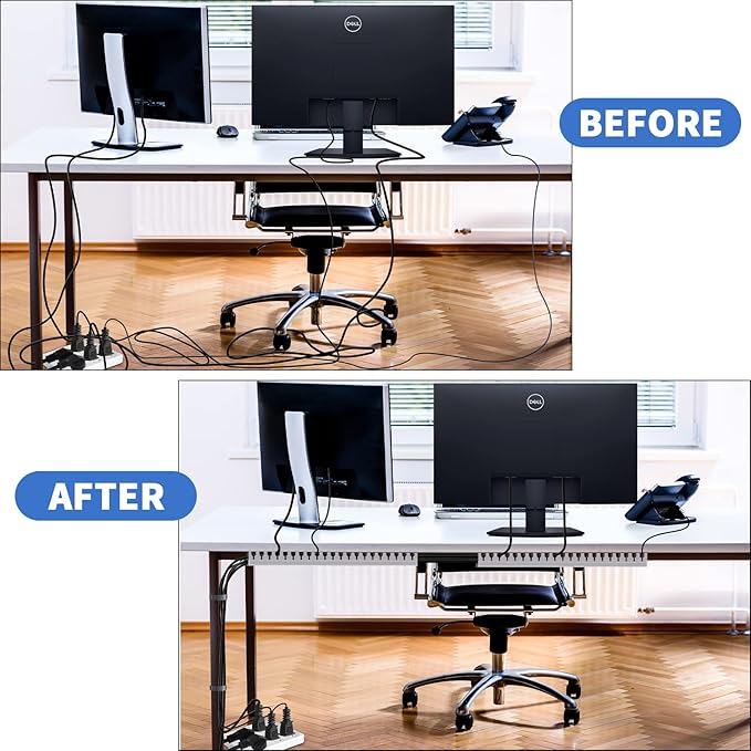 Cable Duct Management Raceway Kit, 62.8" (4 x 15.7) Server Rack Cable Management, Cable Management for Hide Network HDMI VGA Cable, Open Slot Cable Track Desk Wire Channel, Cable Raceway White 4 Pack