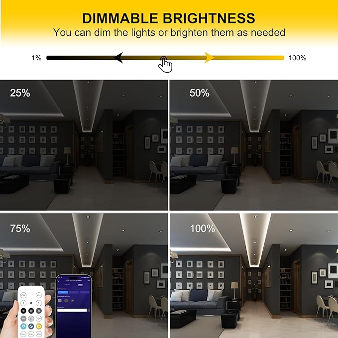 COB LED Strip Lights Cool White,24V Dimmable led Light Strip KIT with Remote and app Control,6000K 24FT/7.5m 8mmwide Ra>90 Cuttable Flexible Strip Lights for Bedroom,Shelf,Cabinet