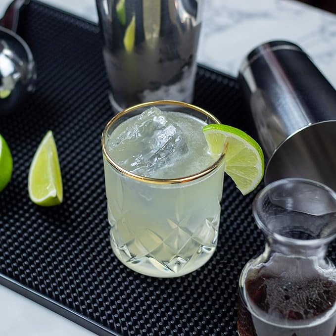 Professional Cocktail Shaker Set Bartending Kit: Weighted Boston Shaker Tins, Hawthorne Strainer and Japanese Jigger