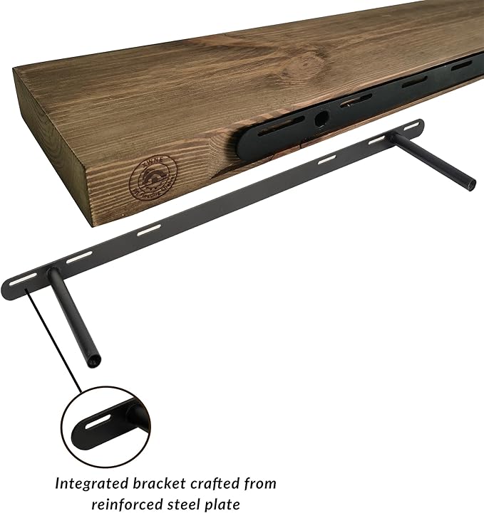 Wood Floating Shelves,Rustic Wood Wall Shelves for Bathroom Living Room Bedroom Kitchen Farmhouse Laundry Room Set of 2,Handmade-Thickened Wall Shelf (Black Walnut, 36''x8''x1.5'')