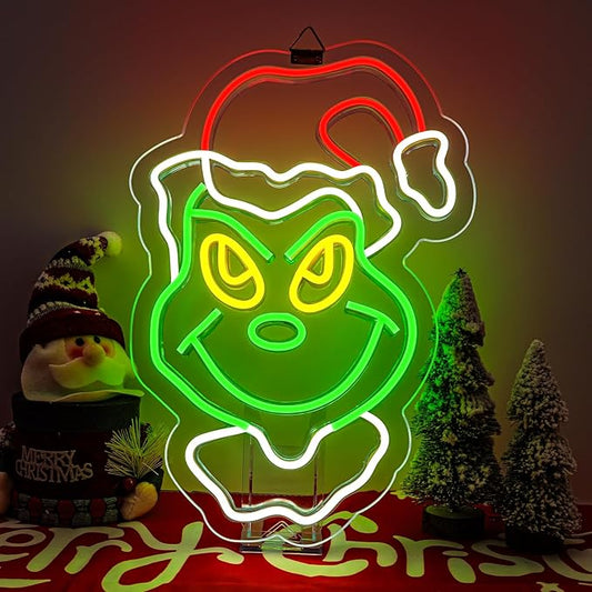 Christmas Neon Sign Cartoon Christmas Neon Light Sign immable LED Signs for Wall Light Up Signs for Home Party Neon Wall Light Decor Xmas Gift