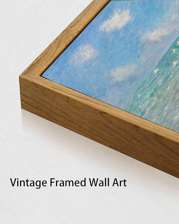 KISSFOX Monet Wall Art Cliff Walk Impressionist Canvas Print Nature Wilderness Painting Gallery Artwork Aesthetic Pictures Decor Living Room Bathroom Office Bedroom