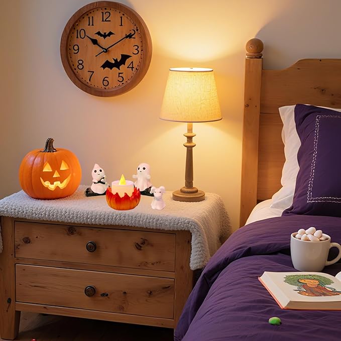 2025 Ghost Campfire Nightlight, Cute Halloween Ghost Figurine, Spooky Ghost Halloween Decorations, Adorable Halloween Decor Indoor for Home Mantel Tabletop Party (with Dog)