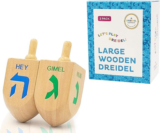 Let's Play Dreidel The Hanukkah Game 2 Extra Large Wood Dreidels Instructions Included