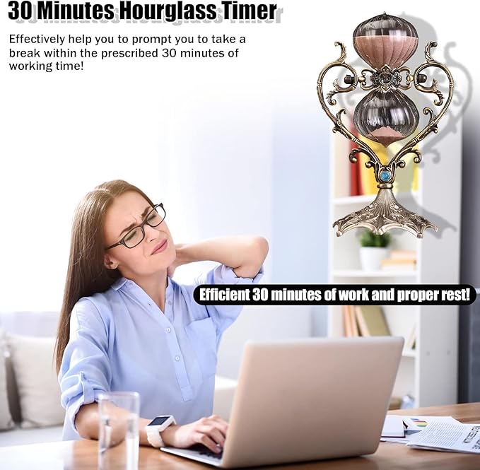 Sanduhr 30 Minuten,Hour Glass,Love Shape Metal Vintage Hourglass,Hourglass Decor,for Home Decoration Office Desk Wedding Party Decor Kitchen Timer (Pink Sand)