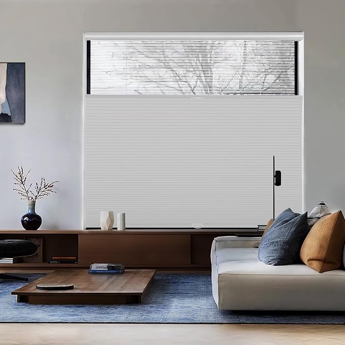 MYshade Top Down Bottom Up（TDBU） Cellular Shades, 1.5 inch Cordless Blackout Honeycomb Pleated Blinds for Windows Home Bedroom Office, Light Control, Thermal Insulated, 50" W x 72" H, White