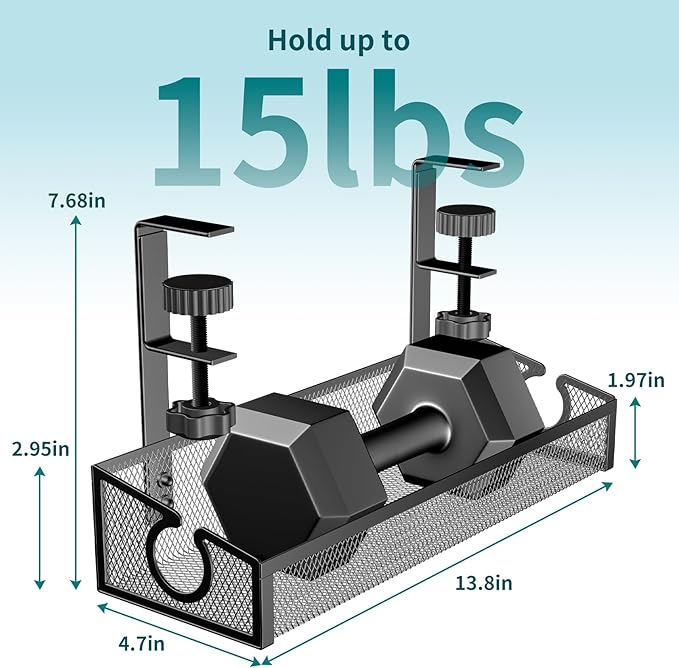 Under Desk Cable Tray - Black, No Drill Cable Organizer with Clamp for Wire Management, PC Cord Organizer & Workspace Accessories (2 Pack)
