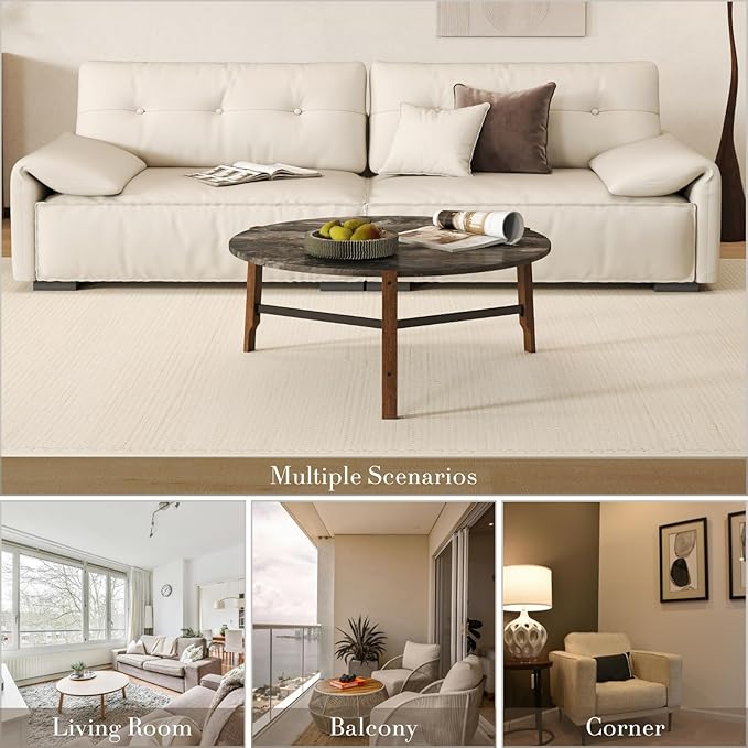 HEAH-YO Round Coffee Table, 36” Wooden Coffee Tables for Living Room, Modern Corner Table for Small Spaces, Black