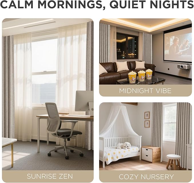 Joydeco Blackout Curtains for Bedroom - 100% Light Blocking 2 Panels Set Linen Drapes 70" W x 90" L, Thermal Insulated Room Darkening Curtains, Linen Textured for Living Room, Rod Pocket & Back Tabs