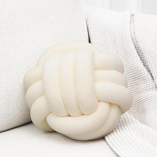 Petrella Knot Pillows Ball Round Throw Pillows Home Decor Cushion Decorative Aesthetic Throw Pillows，White 8inch